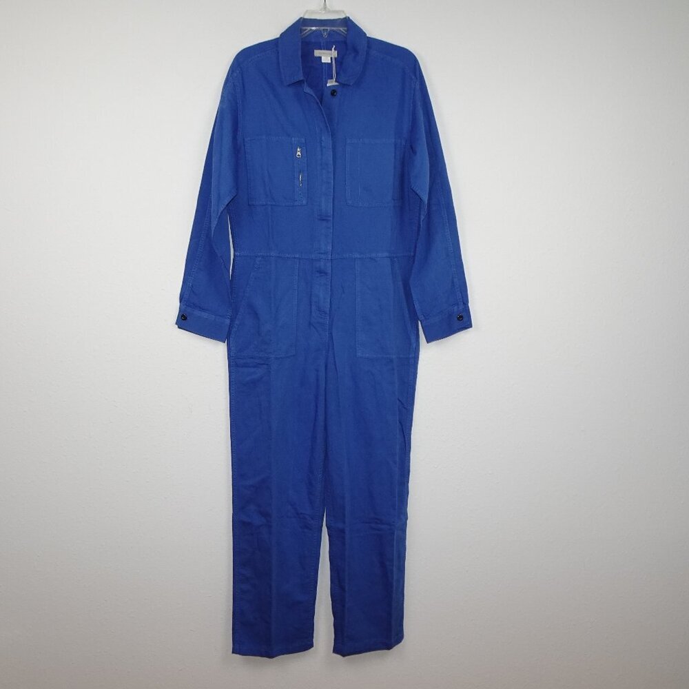 Outerknown Station Jumpsuit Women's Size M Blue Linen Blend One Piece Coveralls